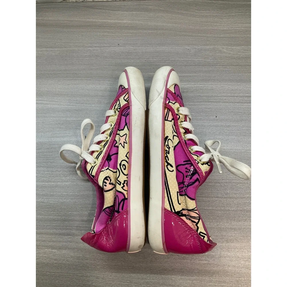 COACH BARRETT POPPY LOVE DESIGNER FUCHSIA PINK PATENT LEATHER TRIM